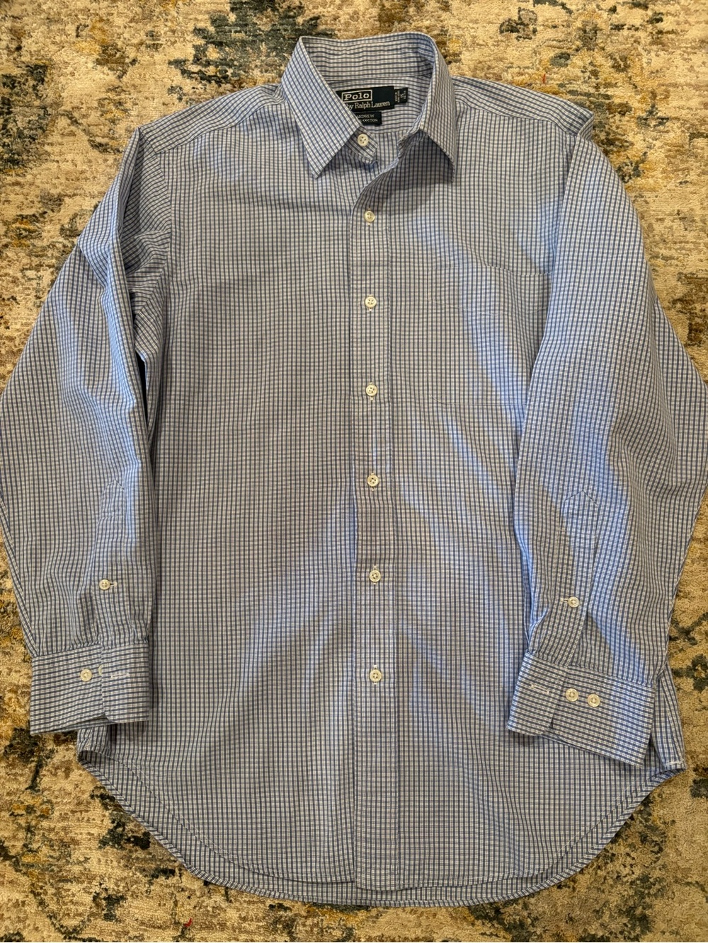 Polo Ralph Lauren Shirt Mens M 15 32/33 Andrew Gingham Plaid Long Sleeve Cotton